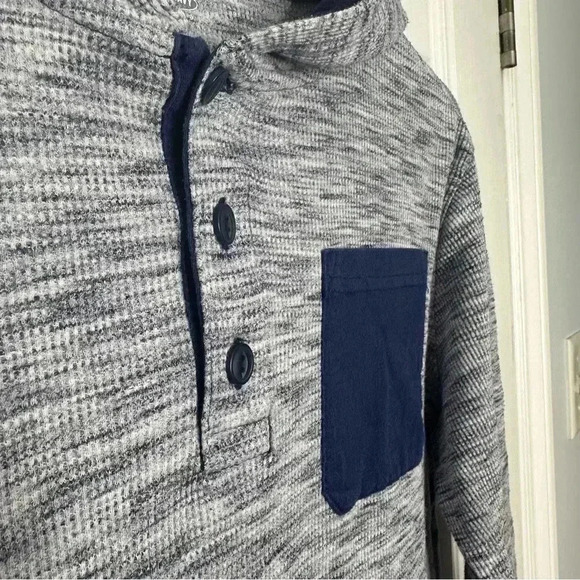 Old Navy Thermal Hoodie Pullover Blue & Grey Size XL (14-16) - Picture 3 of 16